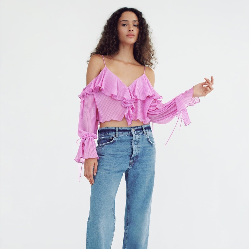 Zara Pink Ruffled Top